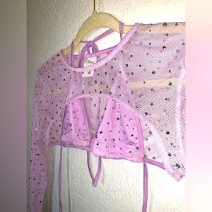 iHEARTRAVE two piece purple sequin bikini top